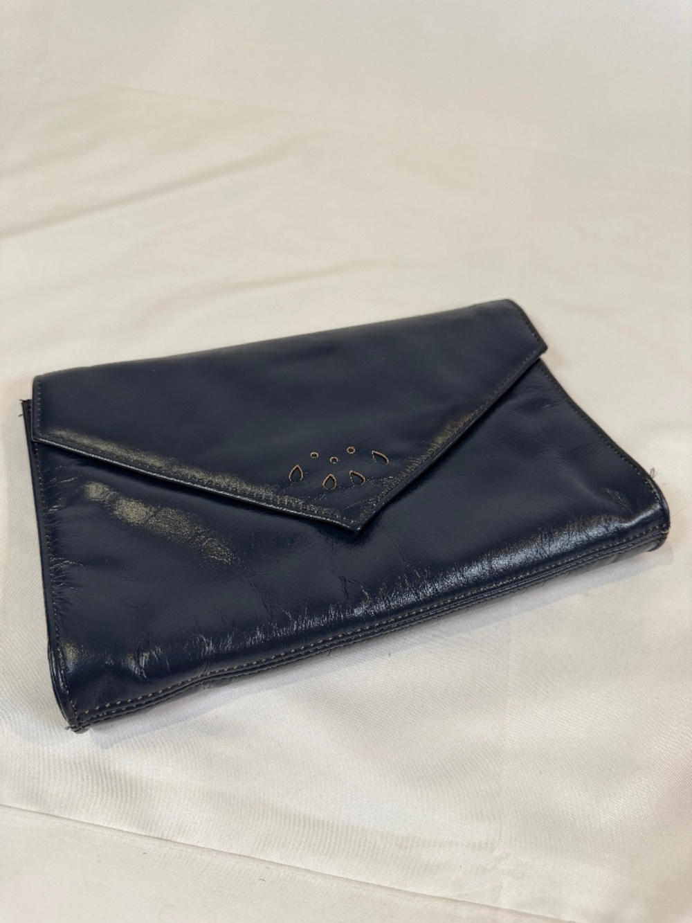 Vintage Navy Blue Envelope Clutch Purse Convertible Shoulder Bag